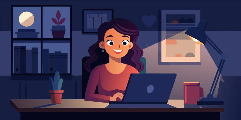 Woman sit and Earn Money From Home